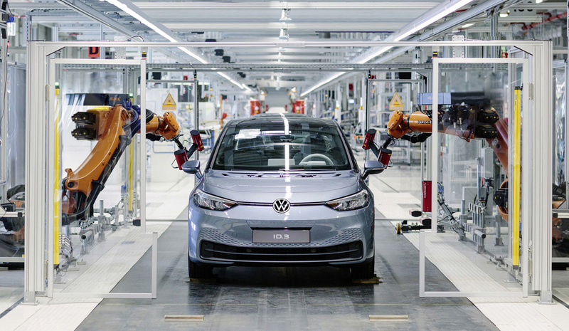 德國福斯汽車（Volkswagen）新一代的純電動車ID.3量產，象徵福斯邁入電動車時代。（福斯提供）