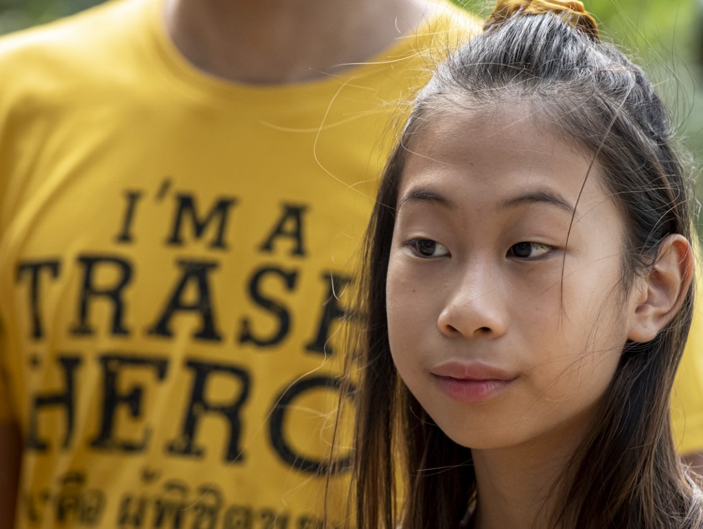 被媒體喻為泰國版桑柏格的12歲泰國少女拉莉(Ralyn Satidtanasarn)。(AFP)