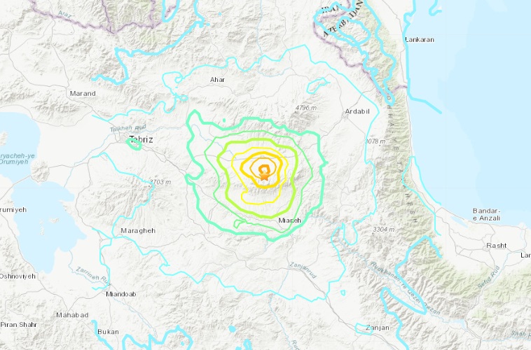 伊朗西北部8日凌晨發生規模5.9的地震。(圖：USGS)