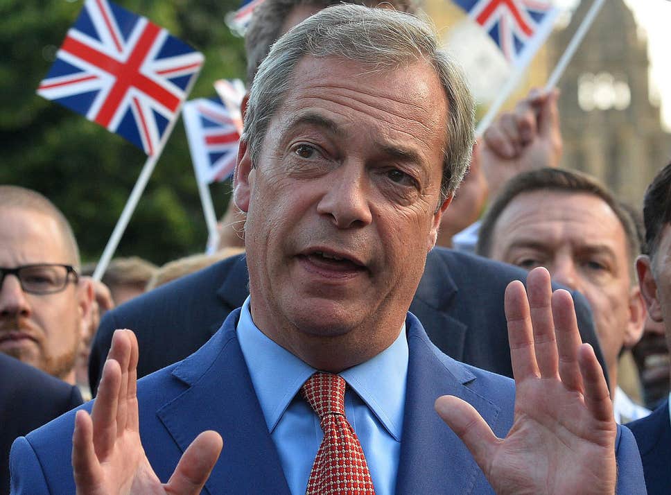 英國疑歐派大將、「脫歐黨」(Brexit Party)黨魁法拉吉(Nigel Farage) (AFP)