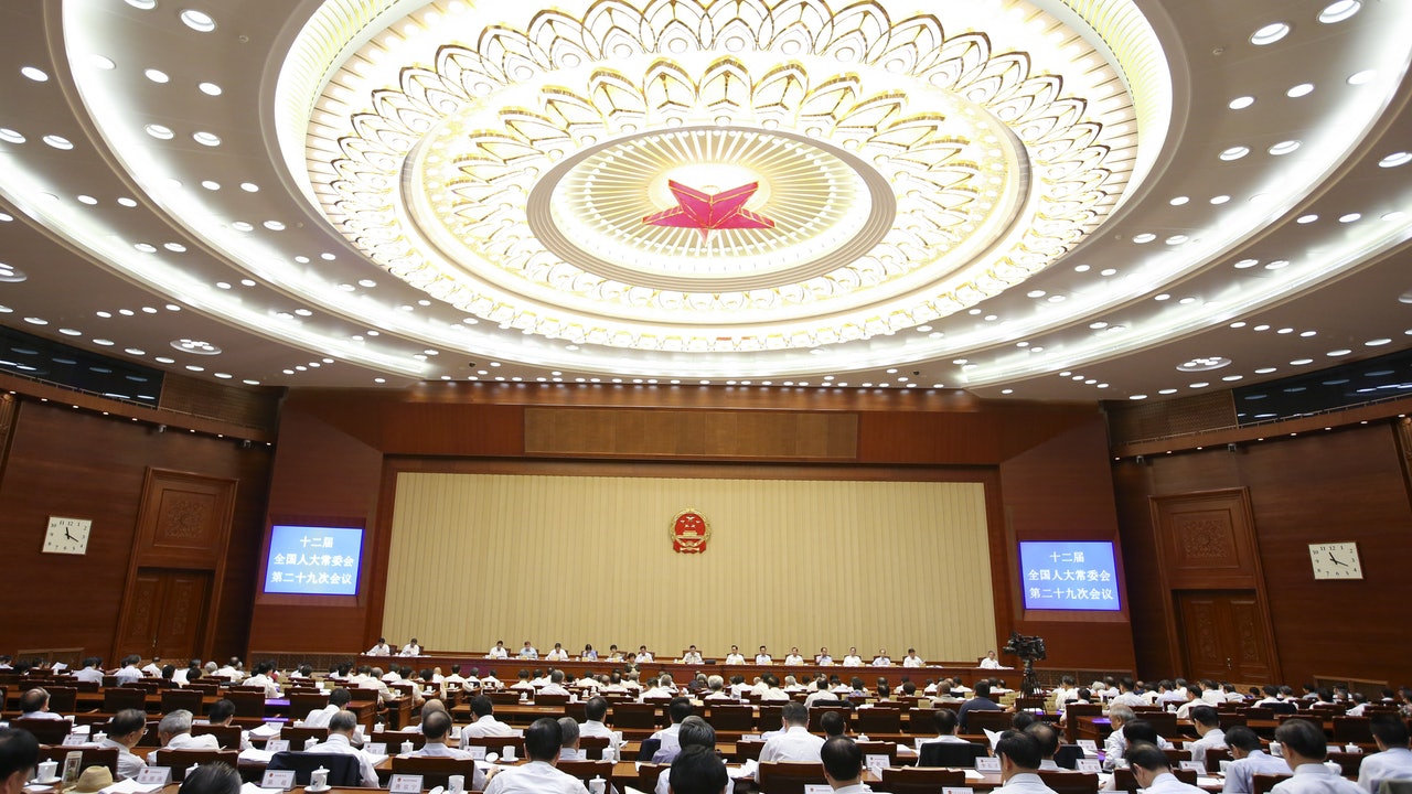 圖為大陸全國人大常委會會議現場。（中新社提供）(資料照片/CNA)