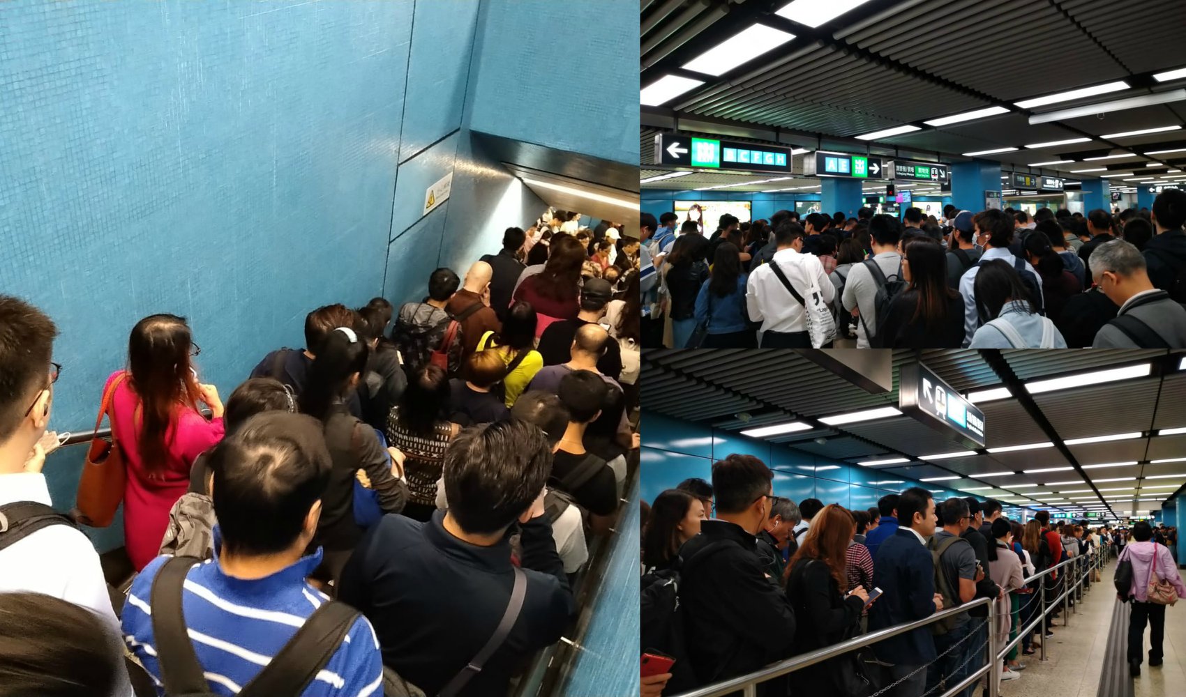 香港網民在復課第一天再度發起晨曦行動，導致各處交通受阻，地鐵站塞爆人群。(圖:立場新聞)