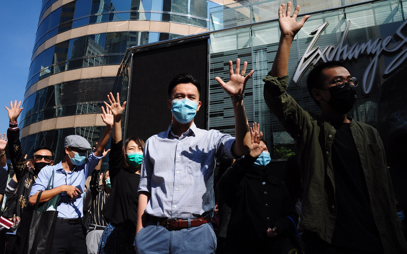 中國大陸廣東省人民代表大會會議14日在廣州開幕，但傳出香港多家媒體未獲邀請派人採訪，可能與採訪「反送中」運動有關。圖為仍在進行的「和你lunch」活動。(檔案照片/中央社)