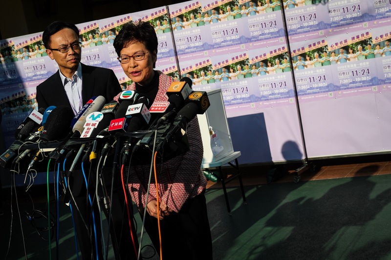 香港區選結果反映人民不滿，林鄭：政府聆聽反思。 (圖:中央社檔案照片)