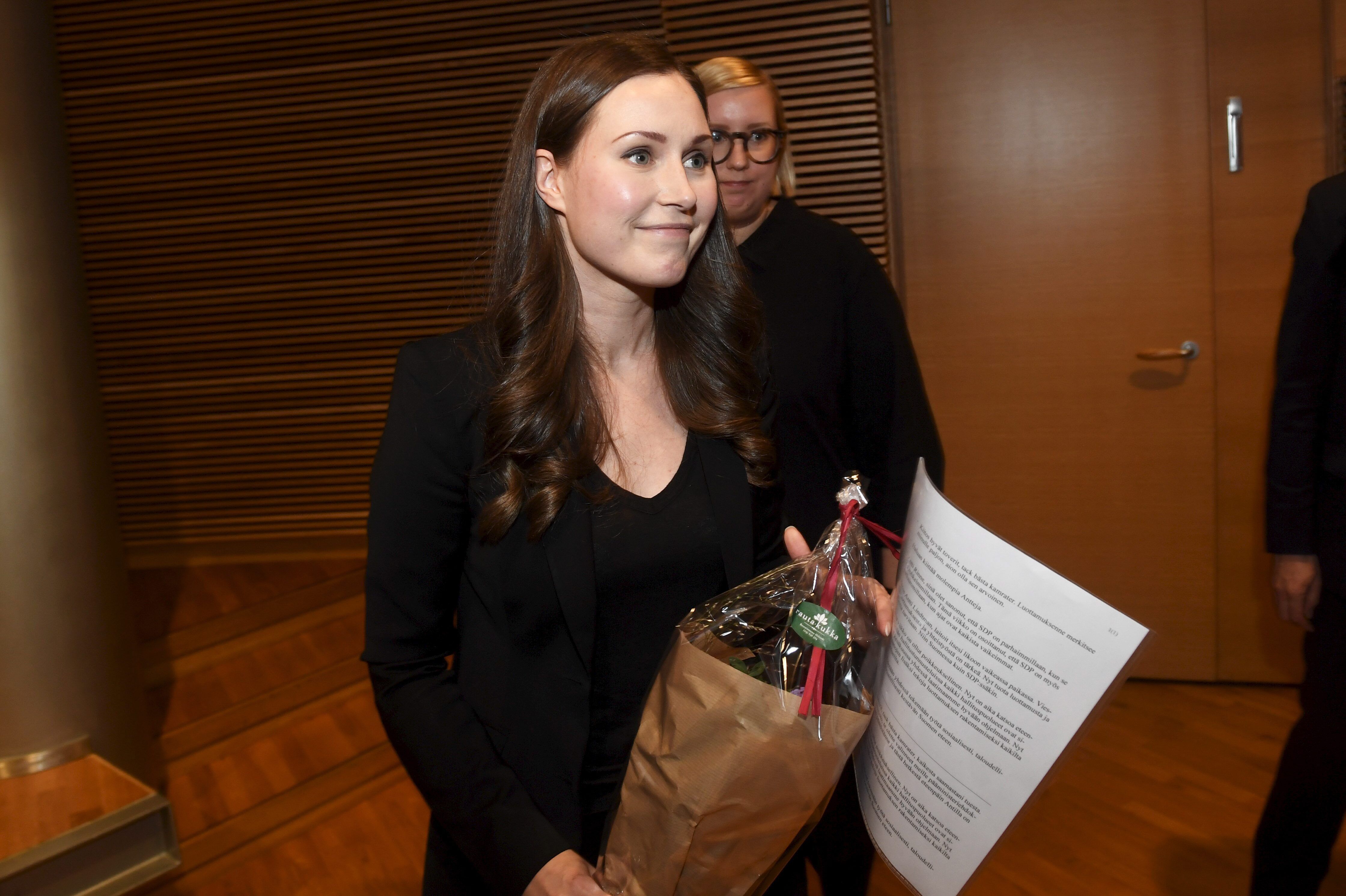 34歲的交通部長馬林(Sanna Marin)在下週出任新總理，屆時她將成為芬蘭史上最年輕總理。(美聯社/達志影像)