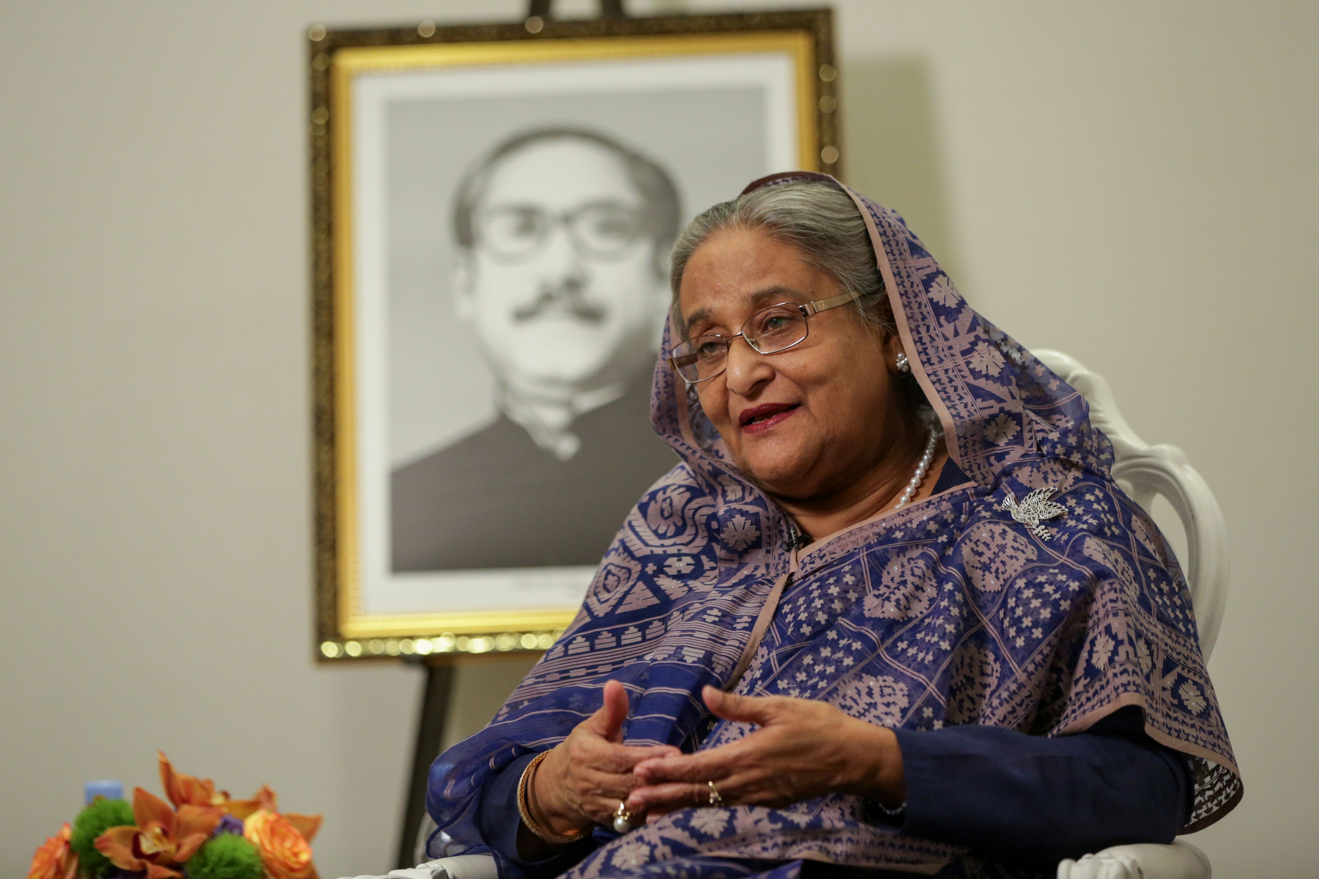 孟加拉已告知鄰國印度，希望8月逃往新德里的前總理哈希納(Sheikh Hasina)(圖)返國接受「司法程序」。(路透社/達志影像)