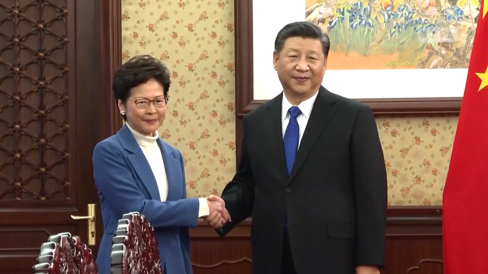 中國國家主席習近平16日接見到北京述職的香港行政長官(特首)林鄭月娥。(圖: 香港電台)