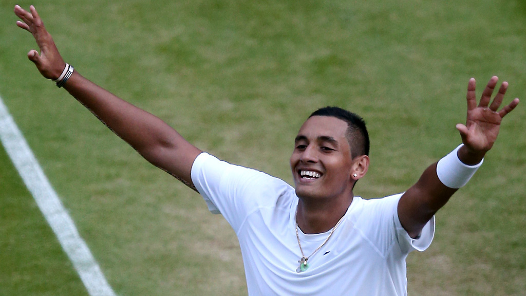 以火爆脾氣聞名的澳洲網壇「壞小子」基爾喬斯(Nick Kyrgios) (AFP)