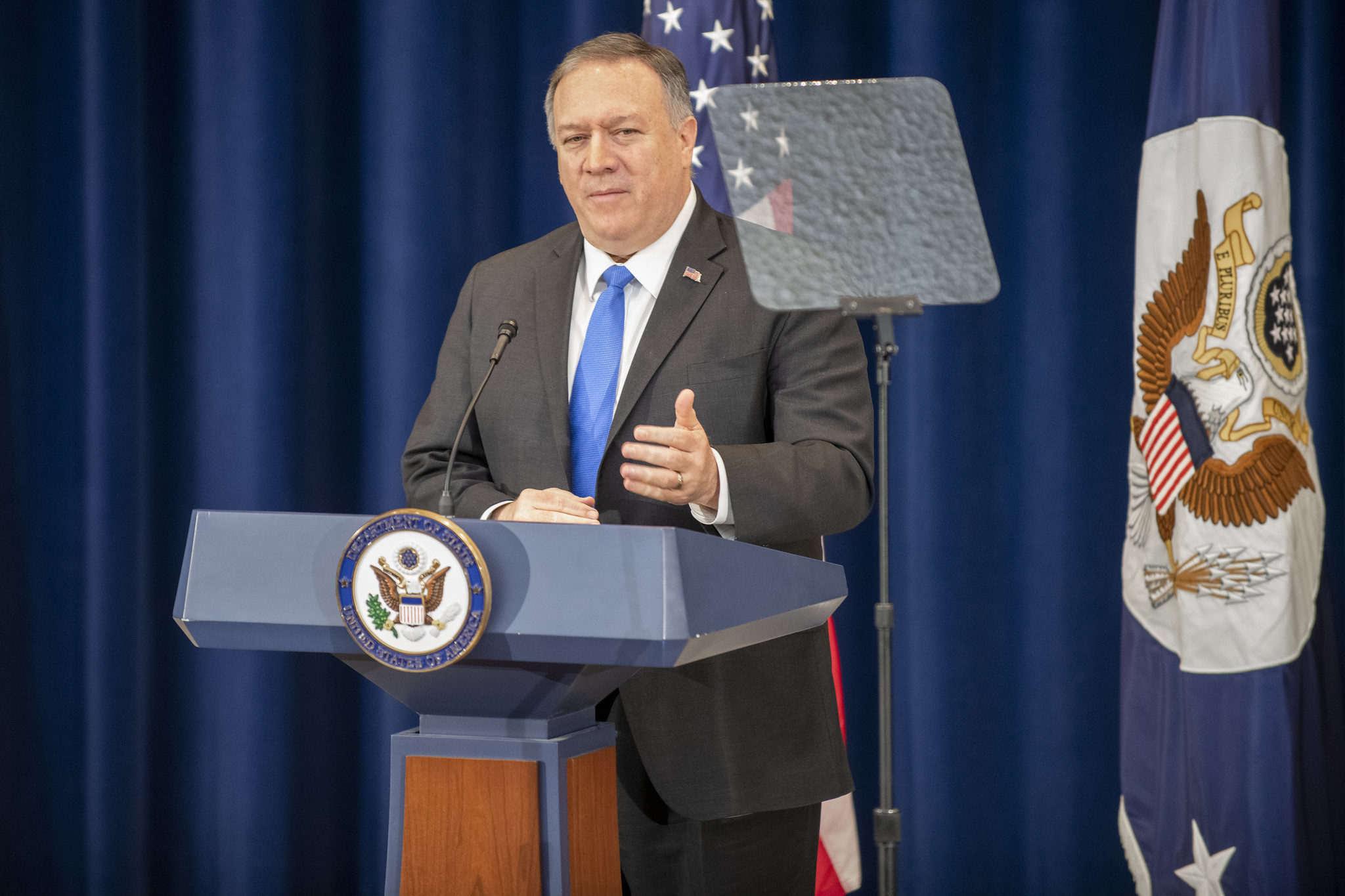 美國國務卿蓬佩奧(Mike Pompeo))呼籲國際社會，維持對北韓政府的制裁，使北韓官員相當不滿。 (圖:美國國務院)