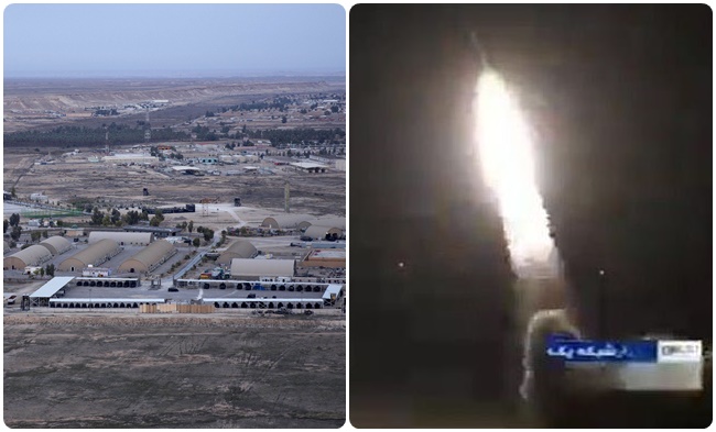 位於伊拉克西部安巴省(Anbar)的阿薩德(Ain al-Asad)基地遭伊朗飛彈攻擊。(合成圖)