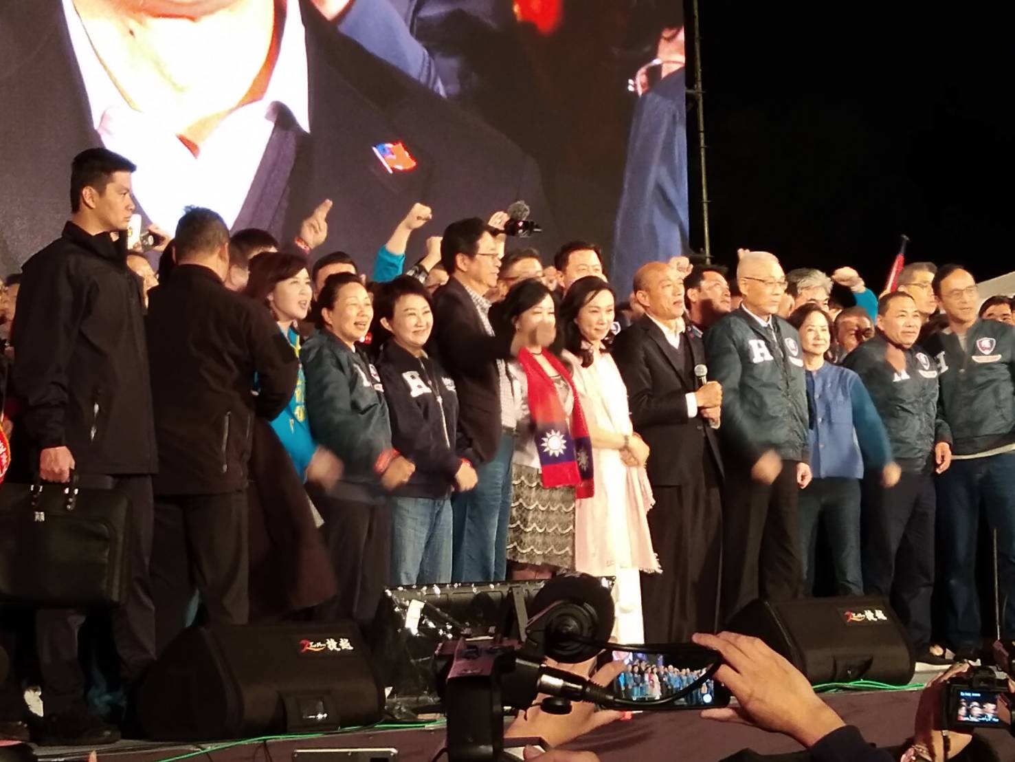 國民黨總統候選人韓國瑜9日晚間在凱道舉辦「台灣安全、人民有錢—凱道勝利晚會」。(王韋婷 攝)