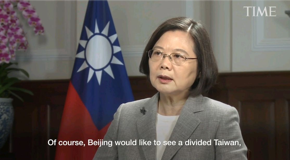 蔡英文總統接受「時代雜誌」(TIME)專訪表示，北京希望台灣社會是分裂的。 (圖:擷取自時代雜誌)