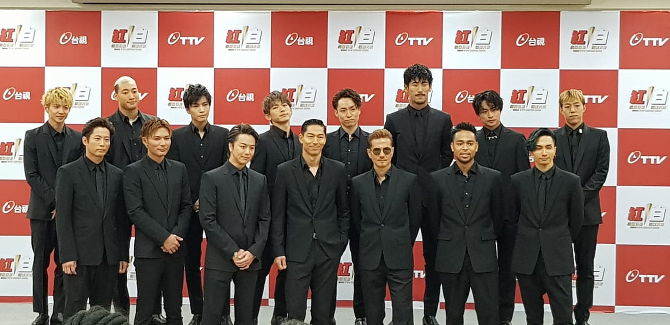 日本天團「放浪兄弟」(EXILE)抵台參加台視「2020超級巨星紅白藝能大賞」盛會，這也是放浪兄弟全體成員首度合體來台演出。(江昭倫 攝)