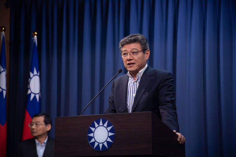 國民黨代理黨主席林榮德（右前）。(資料照片/中央社)