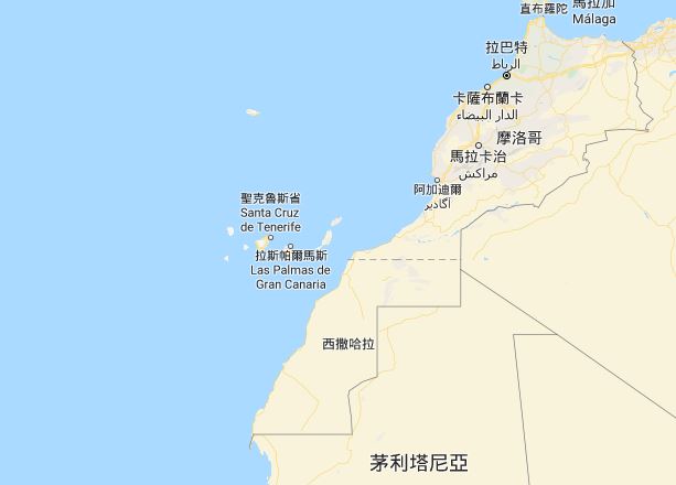 摩洛哥(Morocco)22日通過了2項法律，將西撒哈拉(Western Sahara)的海域納入其海上的領土。摩洛哥與西撒哈拉位置圖。圖:google地圖