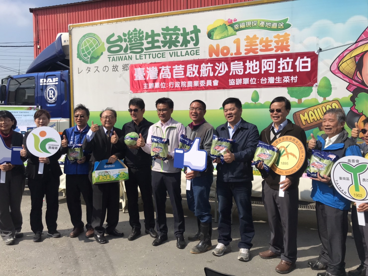 農委會透過農業試驗所開發的系統性冷鏈技術，並輔導雲林縣麥寮鄉蔬菜產銷班生產的台灣萵苣(美生菜)，成功開啟外銷沙烏地阿拉伯的通路。(圖／農委會提供）