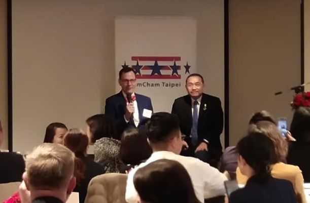 新北市長侯友宜7日應台北美國商會邀請出席午餐會，並發表演說。（王韋婷攝）