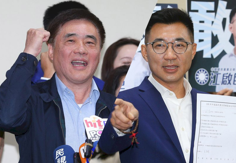 國民黨主席補選，圖為參選的前副主席郝龍斌(左)與立委江啟臣(右)。(資料合成圖 / 中央社)