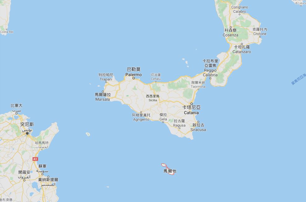 位於義大利西西里島南方島國，馬爾他共和國。圖:Google地圖