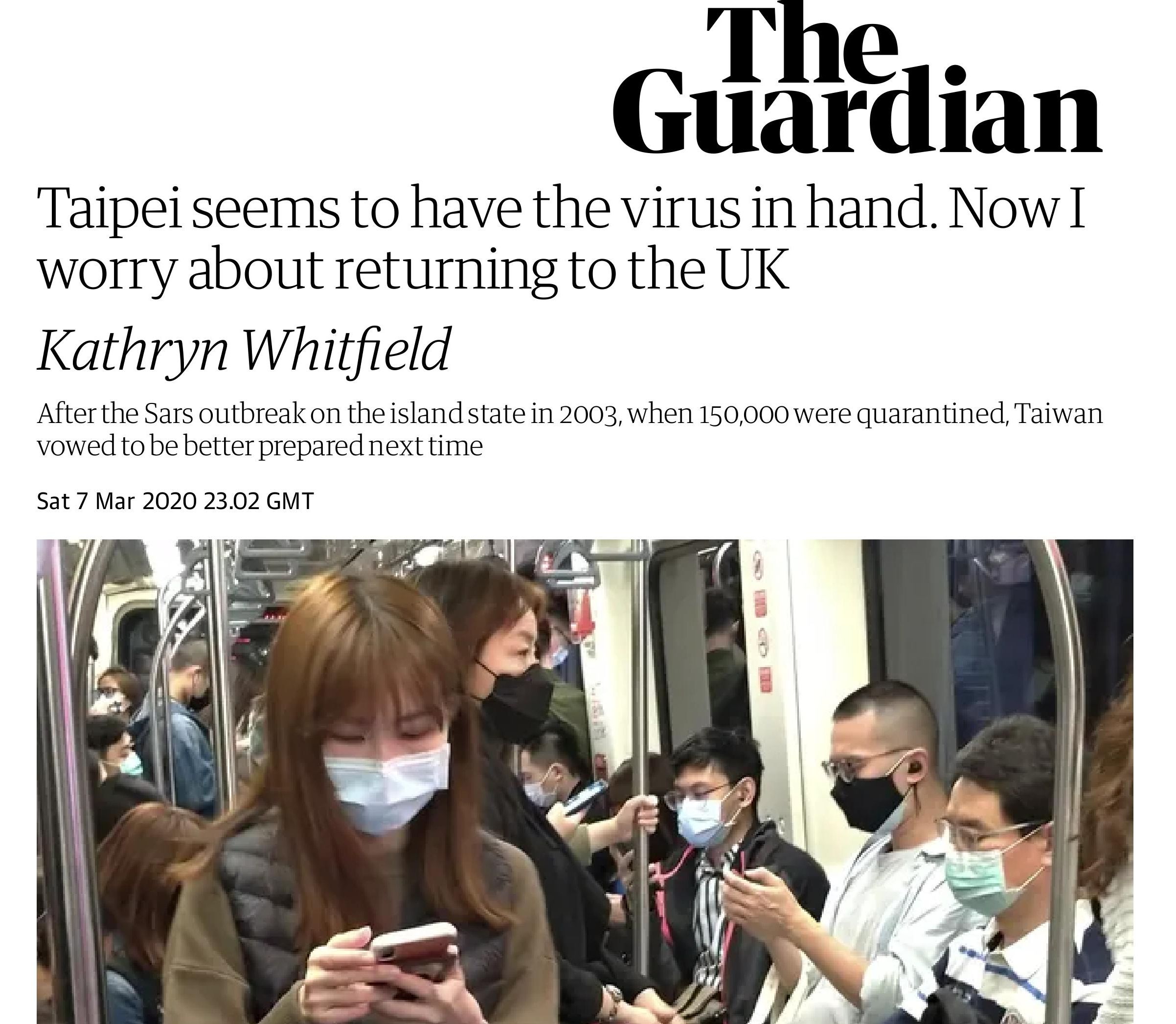 英記者見證台灣防疫確實 憂心返國反而不安全。(圖：取自衛報官網)