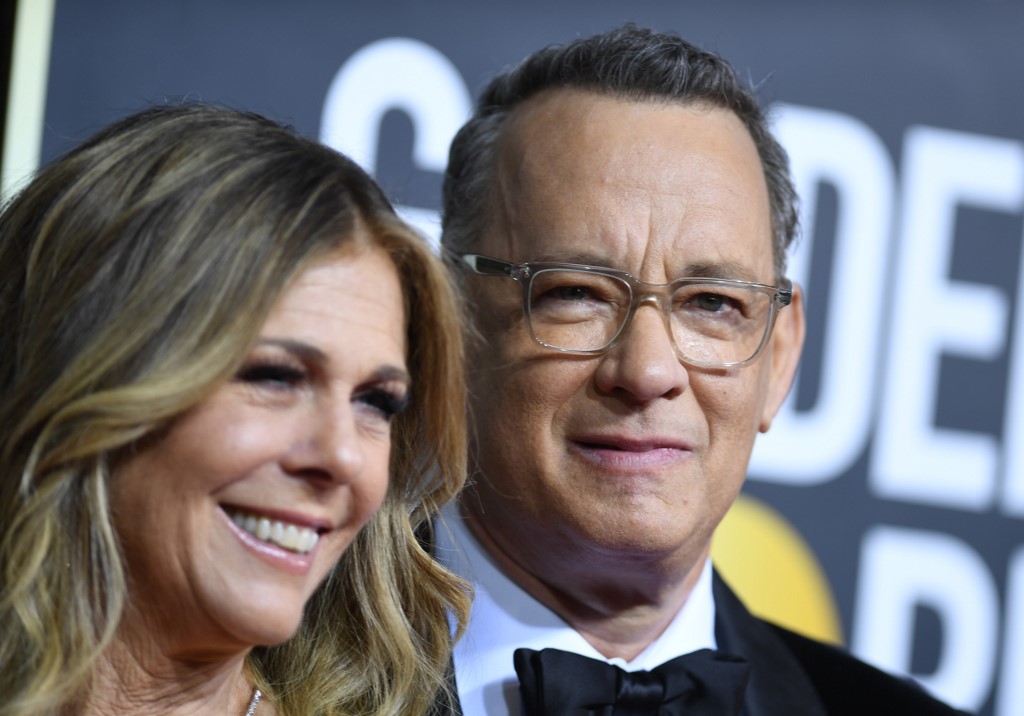 好萊塢明星湯姆漢克斯(Tom Hanks)與妻子麗塔威爾森(Rita Wilson) (AFP)