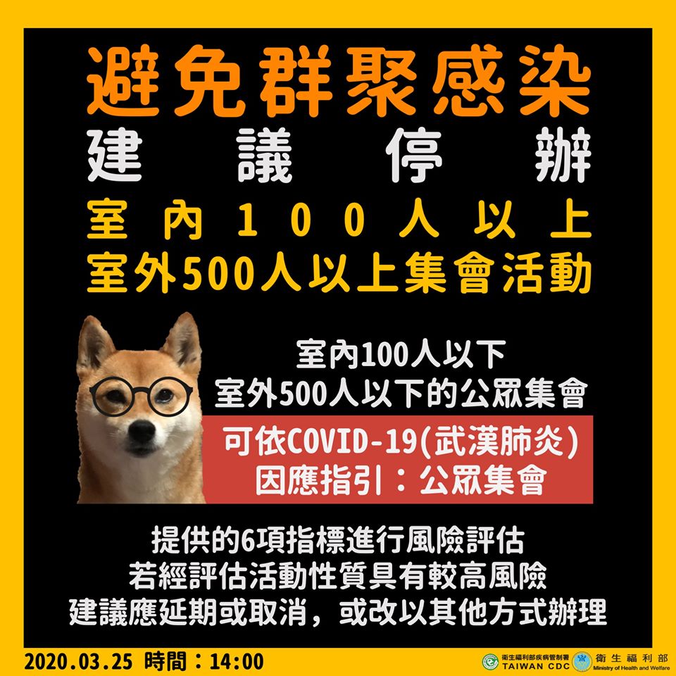 「室內100人、室外500人以上」集會活動 指揮中心建議停辦。(衛福部提供)