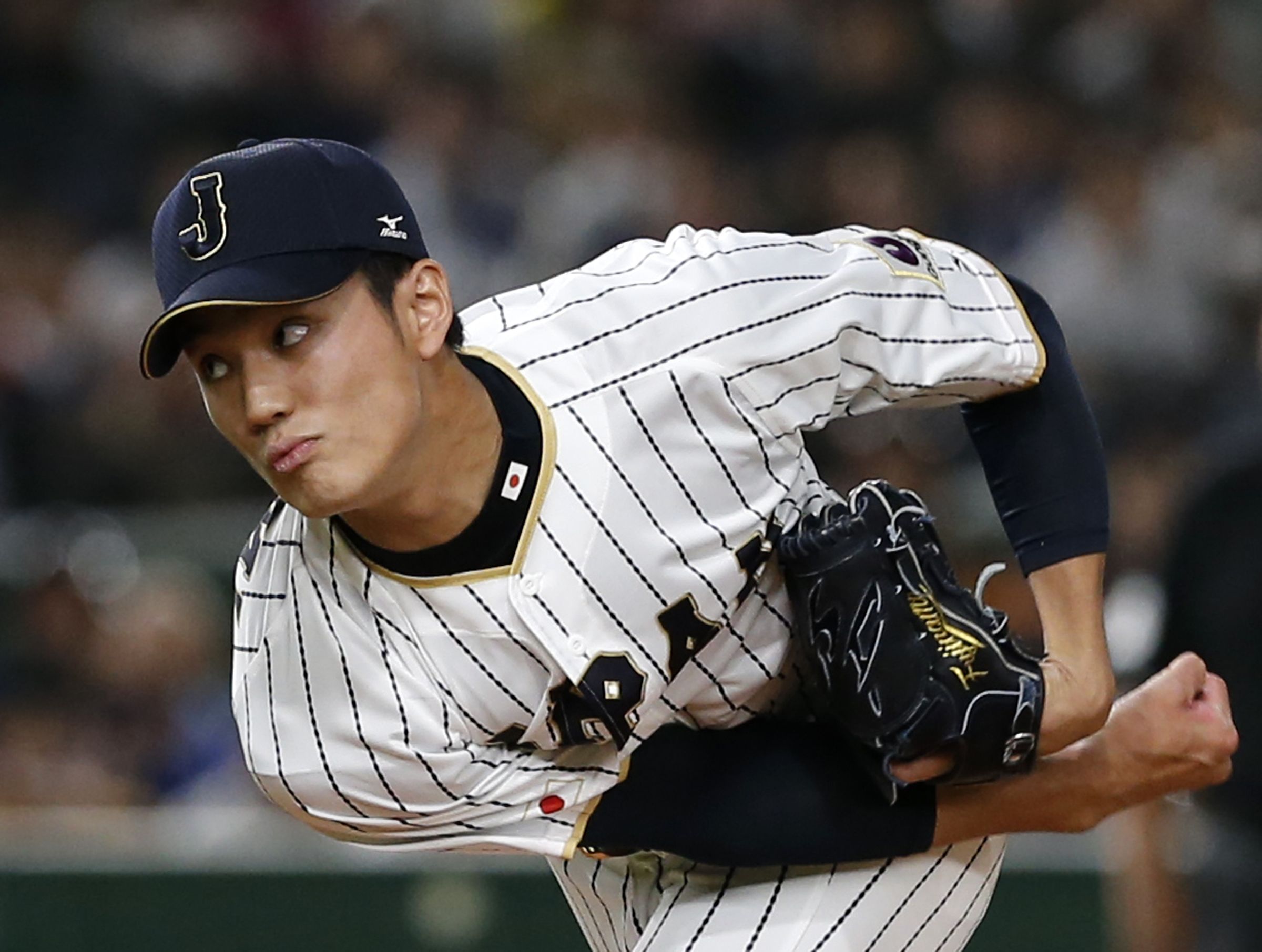 日本職棒阪神虎投手藤浪晉太郎。(美聯社/達志影像)