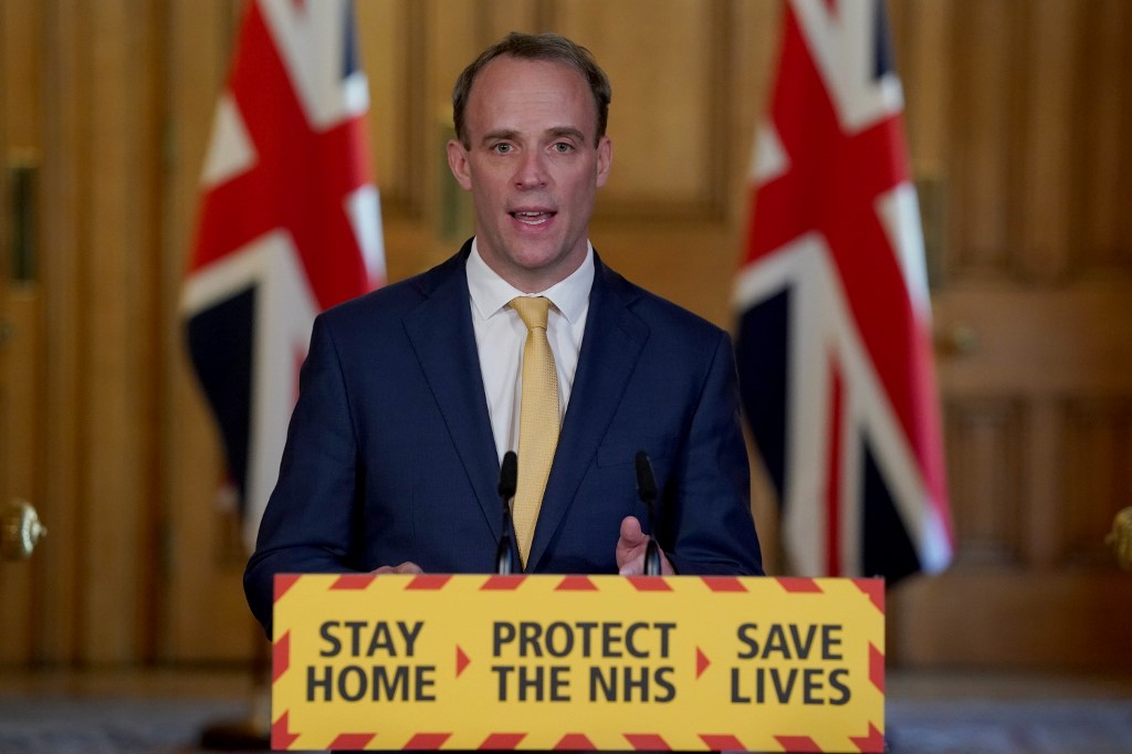 英國外相拉布(Dominic Raab)。 (AFP)