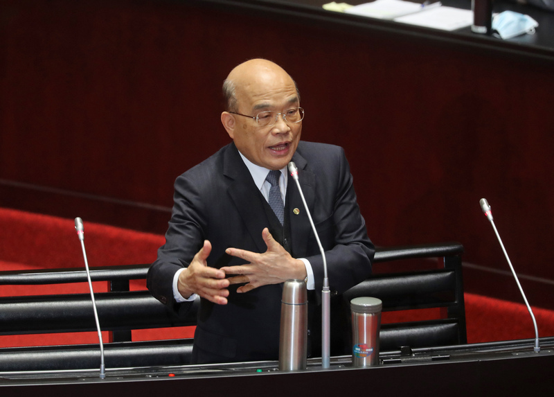 7,600萬片口罩消失？行政院長蘇貞昌在備詢時強調，政府不會暗槓會再瞭解。(中央社)