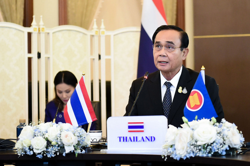 泰國總理帕拉育14日以視訊會議方式參加東協特別峰會（ASEAN Special Summit），建議成立2019冠狀病毒東協應變基金，獲東協成員國支持。（總理府提供）