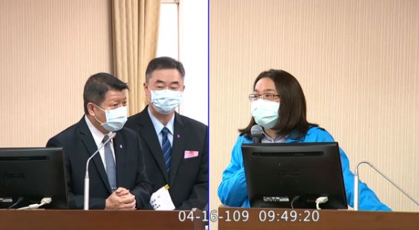 國民黨立委陳玉珍質詢國防部副部長張哲平。(立法院直播)