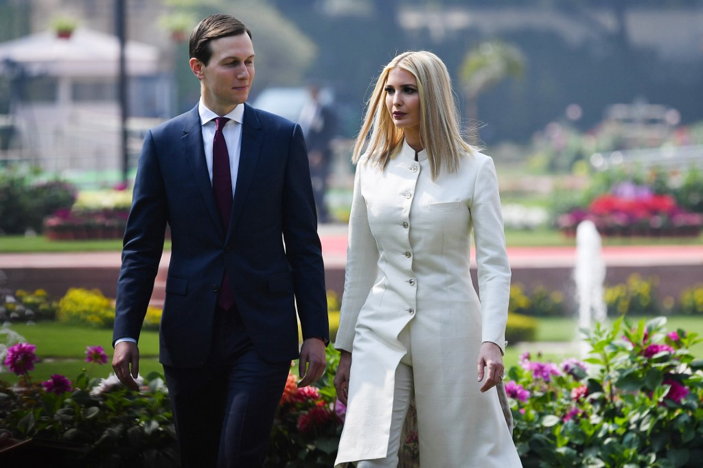 美國白總統川普之女伊凡卡(Ivanka Trump)及女婿庫許納(Jared Kushner) (AFP)