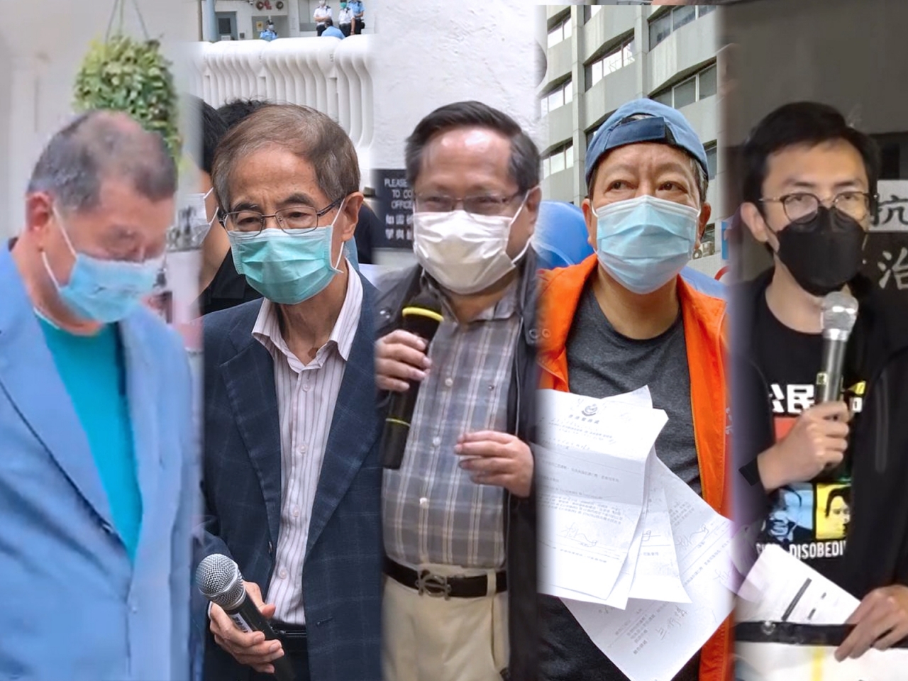 黎智英、李柱銘、何俊仁、李卓人及吳文遠等香港民主派人士先後遭警方逮捕。(圖：RTHK)
