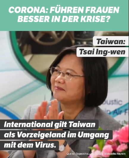 德國第二電視台(ZDF)指出，在蔡英文總統領導下，台灣是防疫模範國家。 (影片截圖)