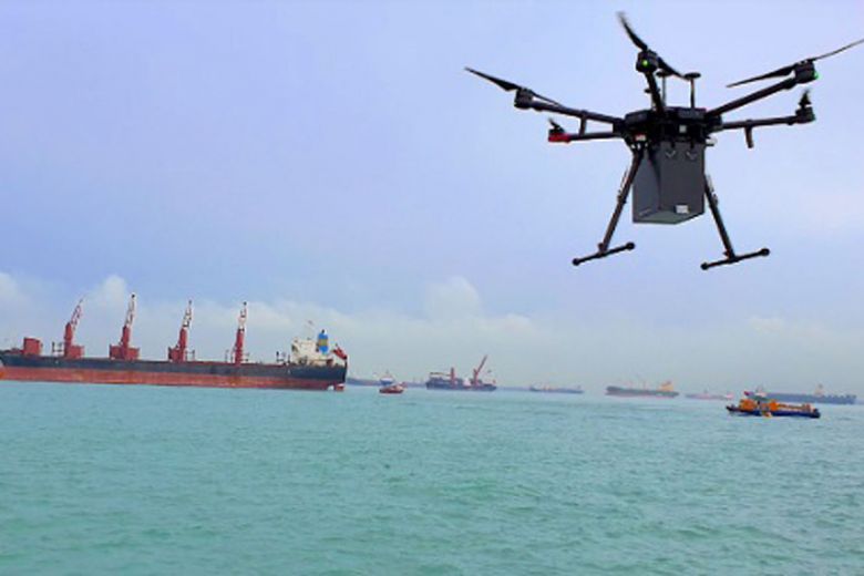 比較環保快速，新加坡啟動無人機送貨服務。 (圖:F-Drones)
