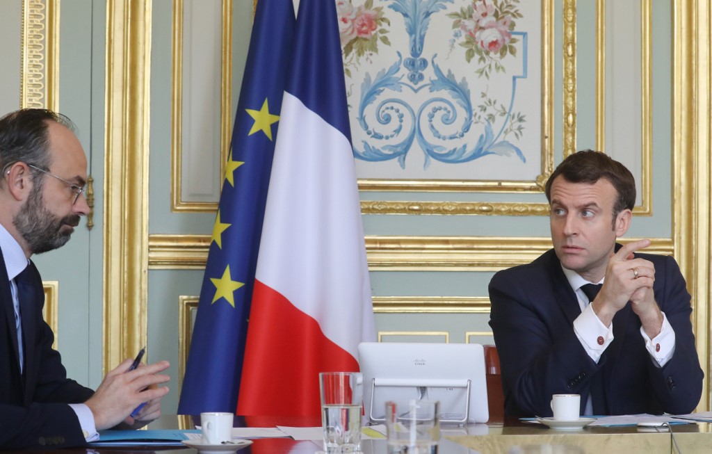法國總統馬克宏(Emmanuel Macron)與總理菲力普(Edouard Philippe)(左) (AFP)
