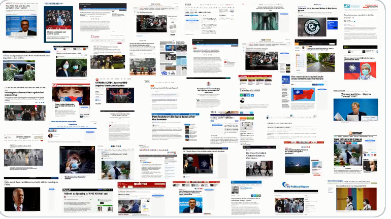 外交部在推特與臉書發表一部小短片，蒐集國際間支持台灣的報導或評論，呼籲世界衛生組織順應國際之聲，接納台灣參與今年的世衛大會。(截自影片)