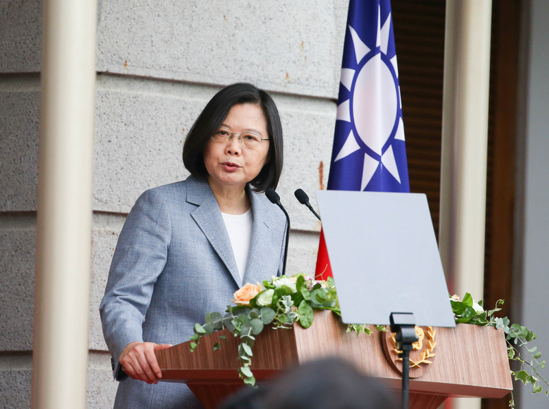 總統蔡英文（圖）20日在台北賓館發表就職演說，蔡總統表示，這是中華民國史上最特別的就職典禮，感謝防疫期間信任政府、保持公民美德的台灣人，以及居家檢疫與隔離的人忍受生活不便，成就台灣防疫成功。(圖：中央社)