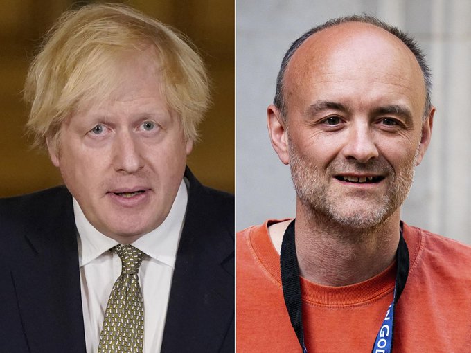 英國首相強生(Boris Johnson)的資深幕僚康明茲(Dominic Cummings)違反隔離規定外出遠行的醜聞，已經導致強生的支持率大幅滑落。(圖/推特)