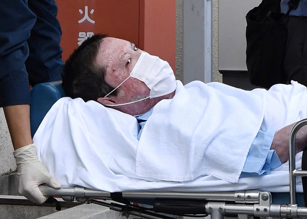 京都動畫縱火嫌犯青葉真司遭警方逮捕。 (RT/達志影像)