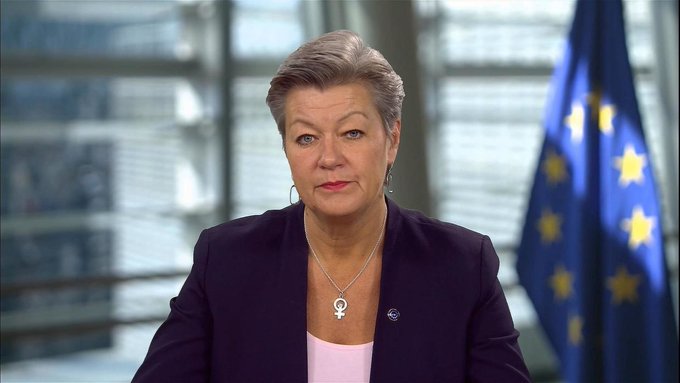 歐盟內政事務專員約翰松(Ylva Johansson)。(圖/推特)