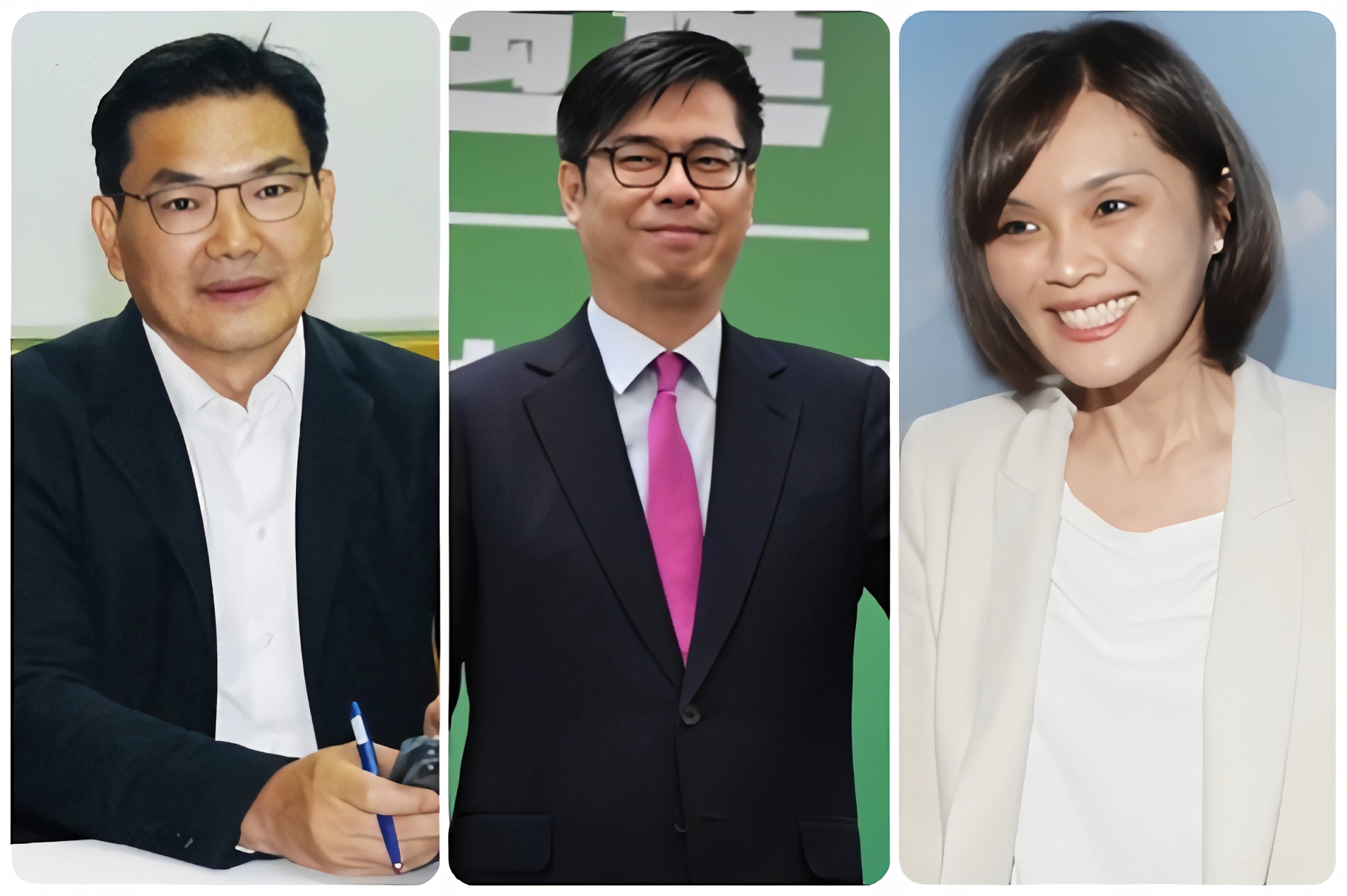 高雄市長補選：左起為民眾黨參選人吳益政、民進黨參選人陳其邁、國民黨參選人李眉蓁。(合成圖)