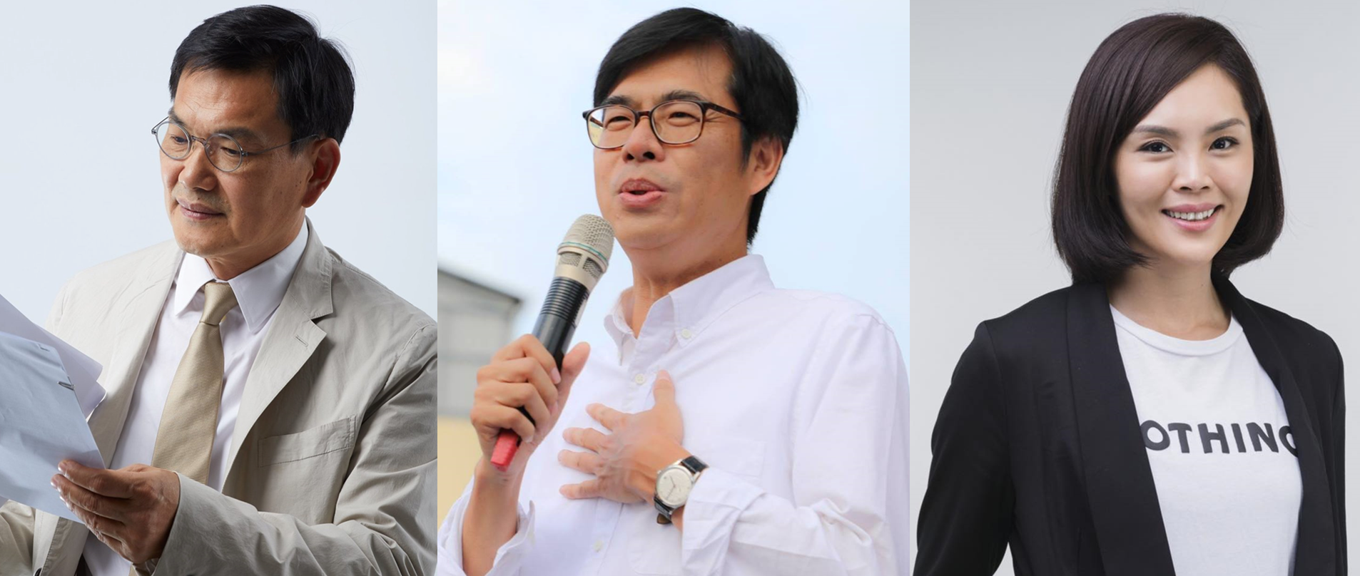 高雄市第三屆市長補選候選人分別是：左起民眾黨吳益政、民進黨陳其邁，以及國民黨李眉蓁。(合成圖)