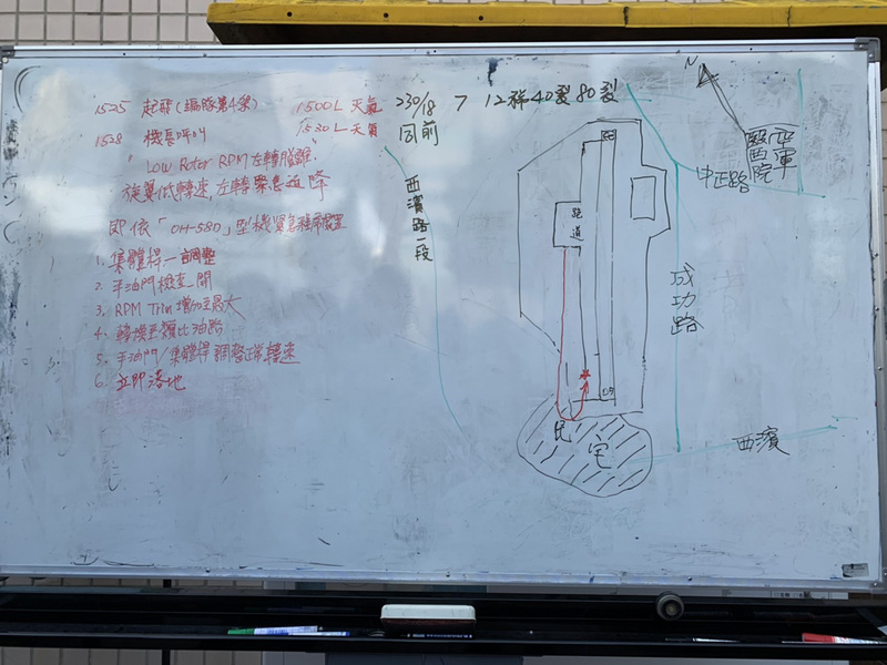 航特部一架OH-58D戰搜直升機今天(16日)下午在新竹空軍基地墜落2死，601旅旅長少將張台松指出，因當時飛機下方為民宅，駕駛選擇急左迫降到機場跑道內，造成重落地。(圖：中央社)