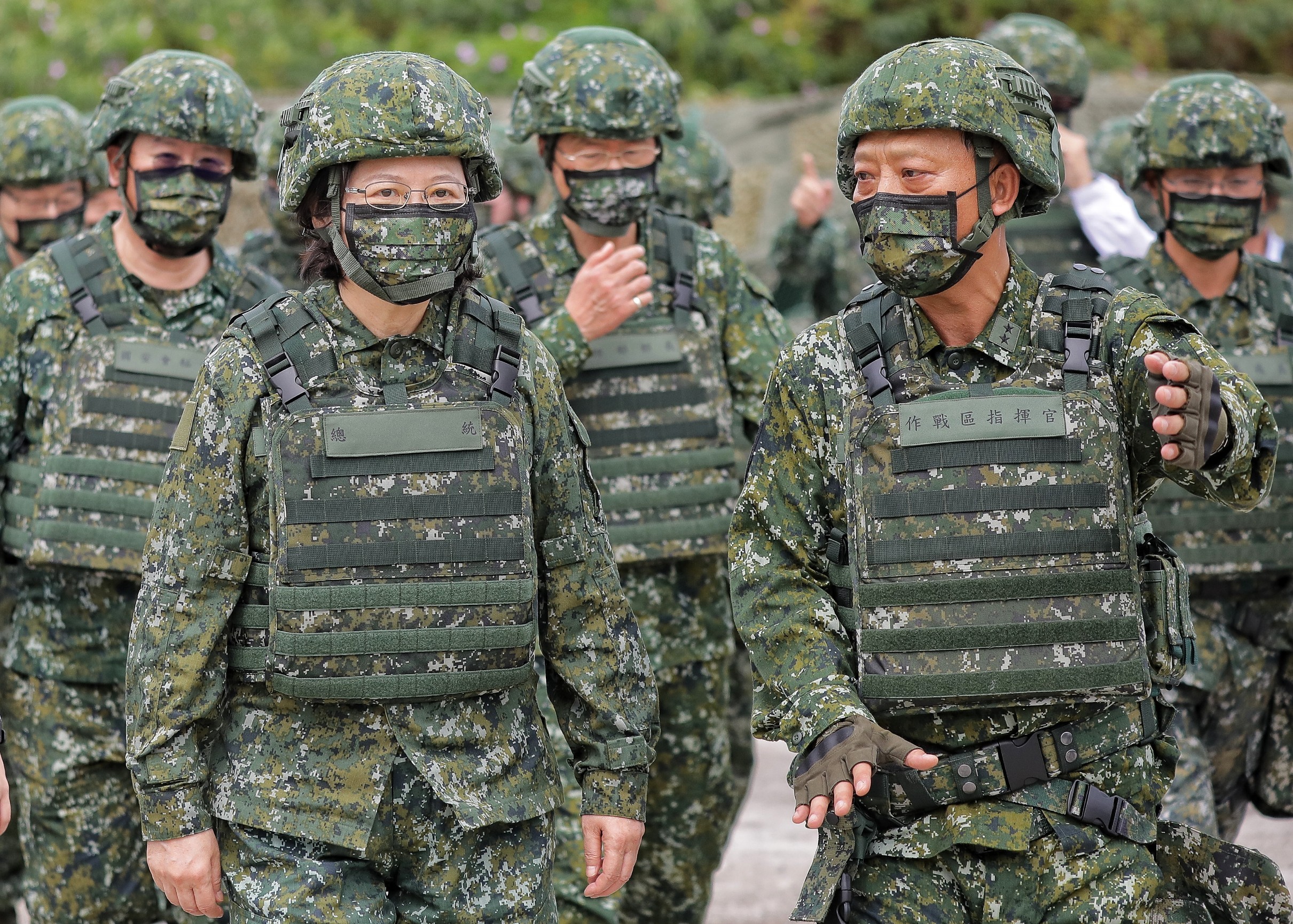 蔡英文總統在今年七月份時，視導漢光36號演習「三軍聯合反登陸作戰」操演。 (圖:總統府)