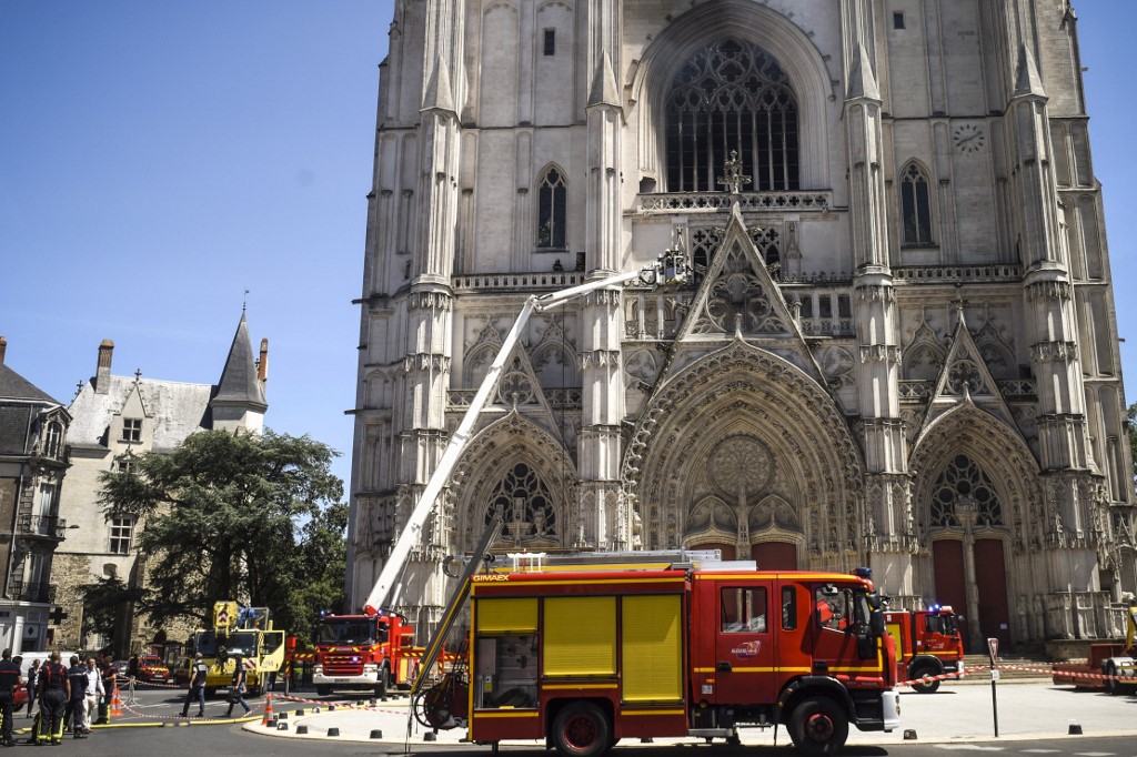 法國西北部布列塔尼半島(Brittany)的南特主教座堂(Nantes cathedral)7月18日發生大火。(資料照片/AFP)