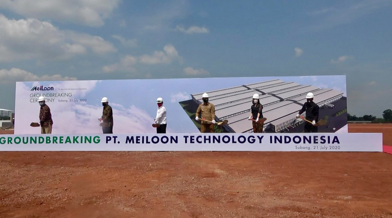 台灣音響廠商美隆工業將在中國蘇州的生產線移轉到印尼，在西爪哇投入建設台發工業區。印尼投資協調委員會主席巴赫理（左3）與西爪哇省長利德宛（右3）都出席21日舉行的動土典禮，代表對此案的高度重視。(圖：中央社)