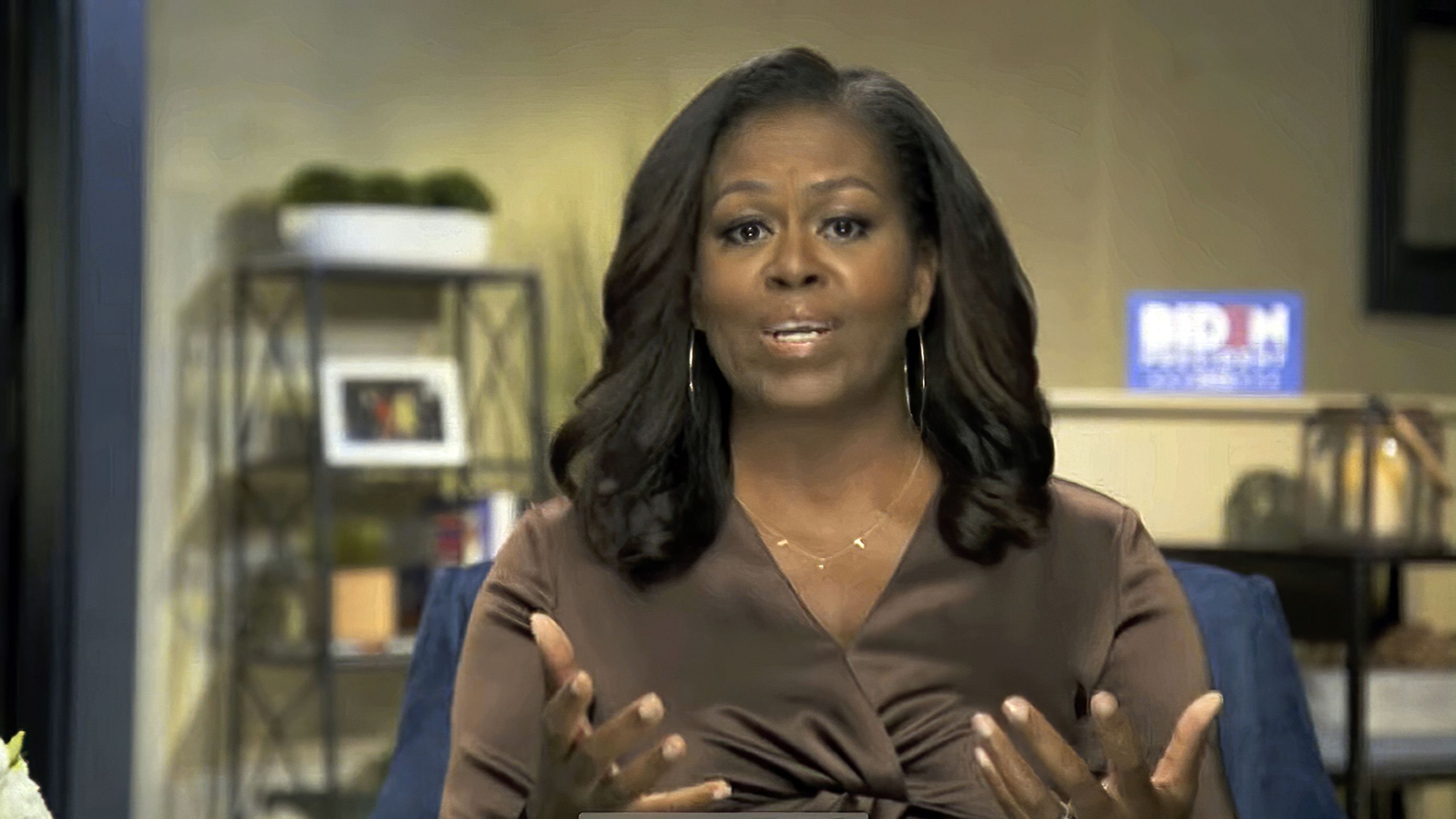 美國民主黨全國代表大會，前第一夫人蜜雪兒．歐巴馬(Michelle Obama)發表演說，力挺總統候選人拜登(Joe Biden)(美聯社/達志影像)