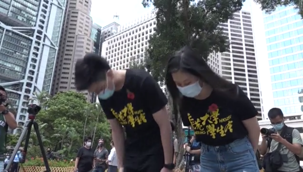 香港大學學生會31日少有地紀念香港重光紀念日，但活動的目的顯然是要傳達「反送中」運動的政治理念。(圖擷自RTHK)
