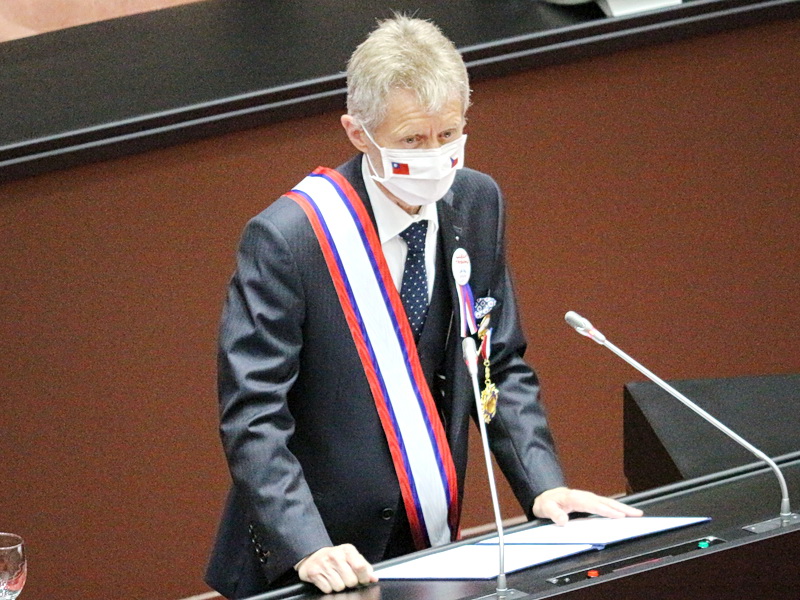 捷克參議長維特齊(Milos Vystrcil)在立法院發表演說 (央廣檔案/記者王照坤 攝)